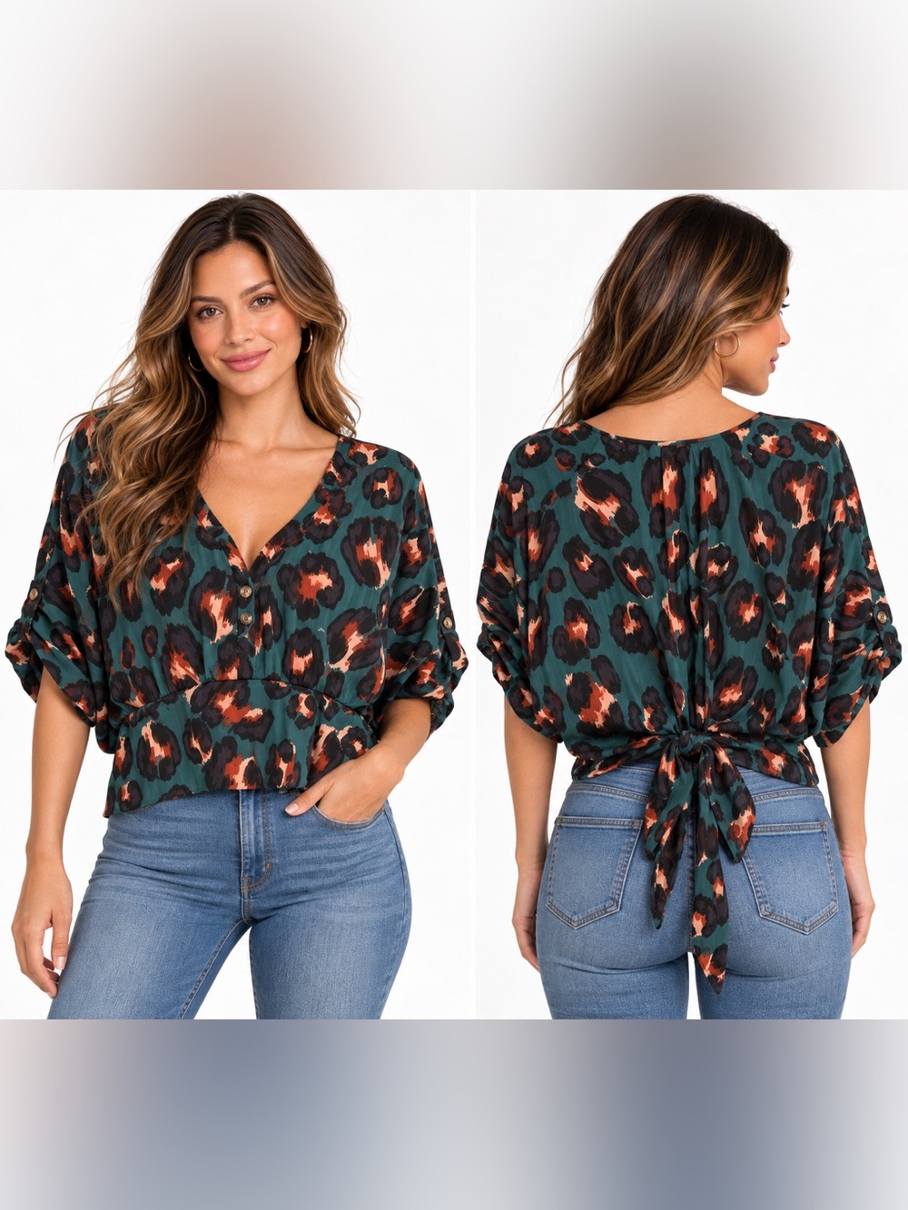 Leopard Print Crop Top - Green